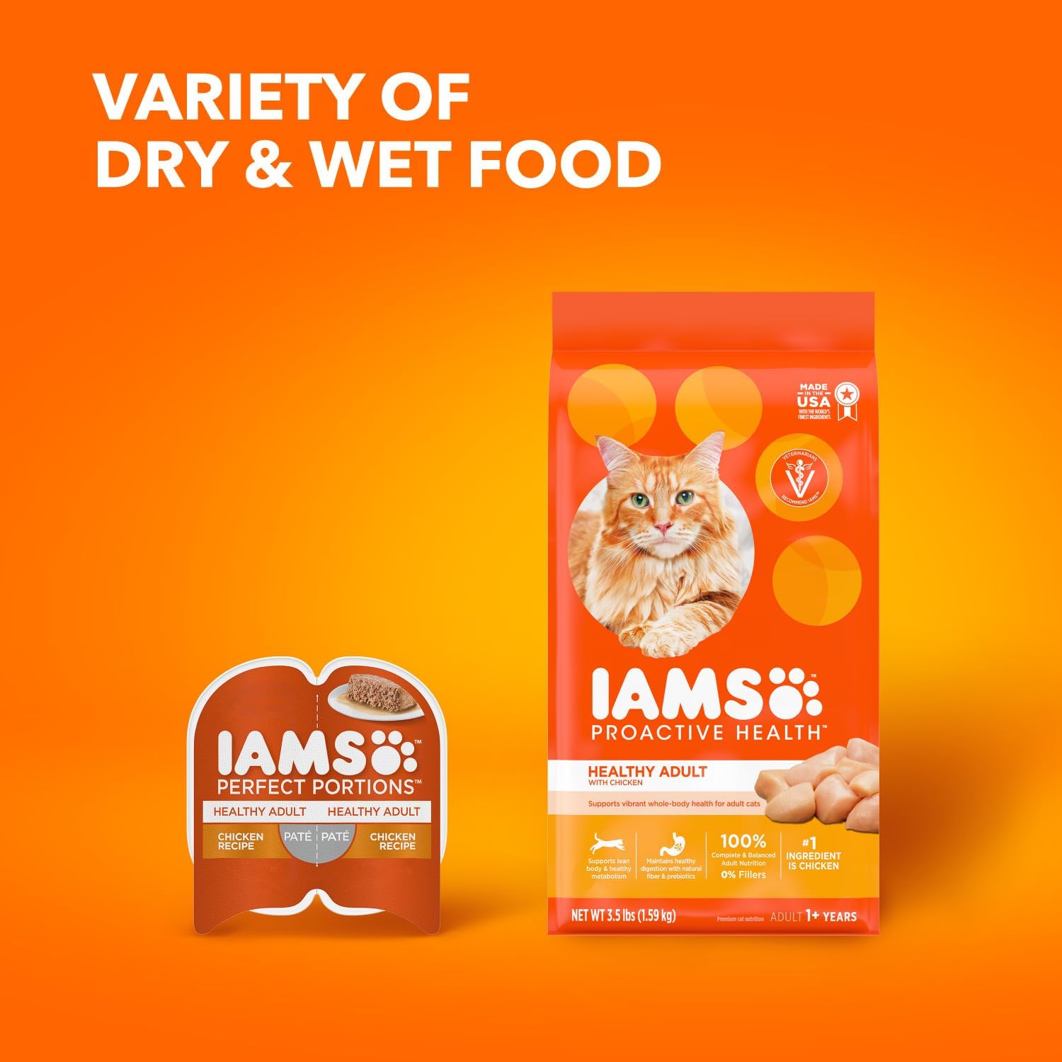 IAMS Proactive Health Healthy Adult Dry Cat Food with Chicken, 22 lb. Bag