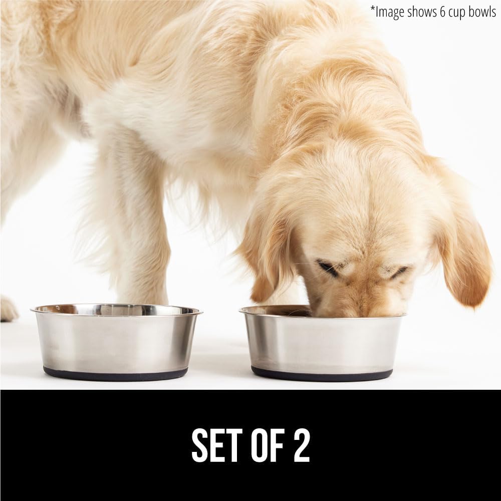 GORILLA GRIP Set of 2 Dog Bowls, Heavy Duty Metal Food and Water Bowl for Feeding Dogs and Cats, Dishwasher Safe, Rust Resistant Stainless Steel, BPA Free Rubber Base, Holds 2 Cups (16 fl oz), Black - Image 8