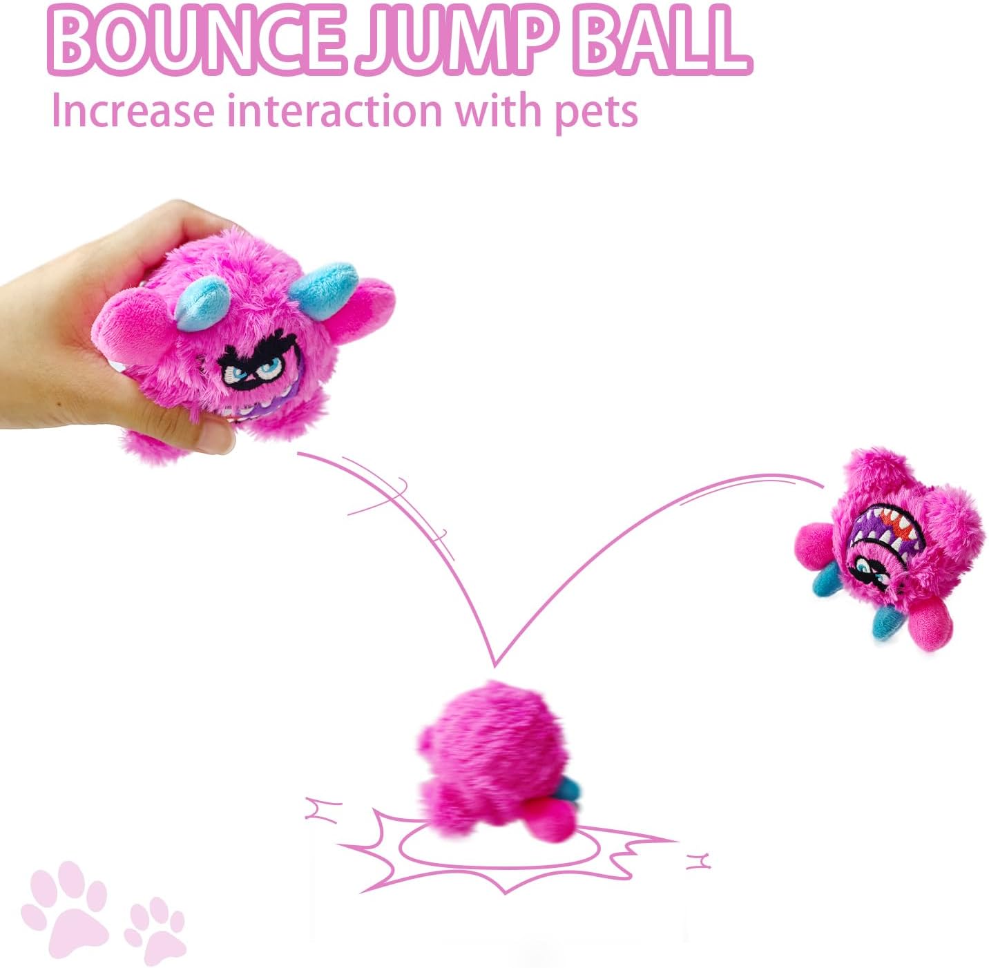 Squeaky Plush Dog Ball, Dental Care, Skin-Friendly and Soft and Relieve Stress, Little Monster Plush Ball Toy Suitable for All Breeds (Rose Red, Small) - Image 7