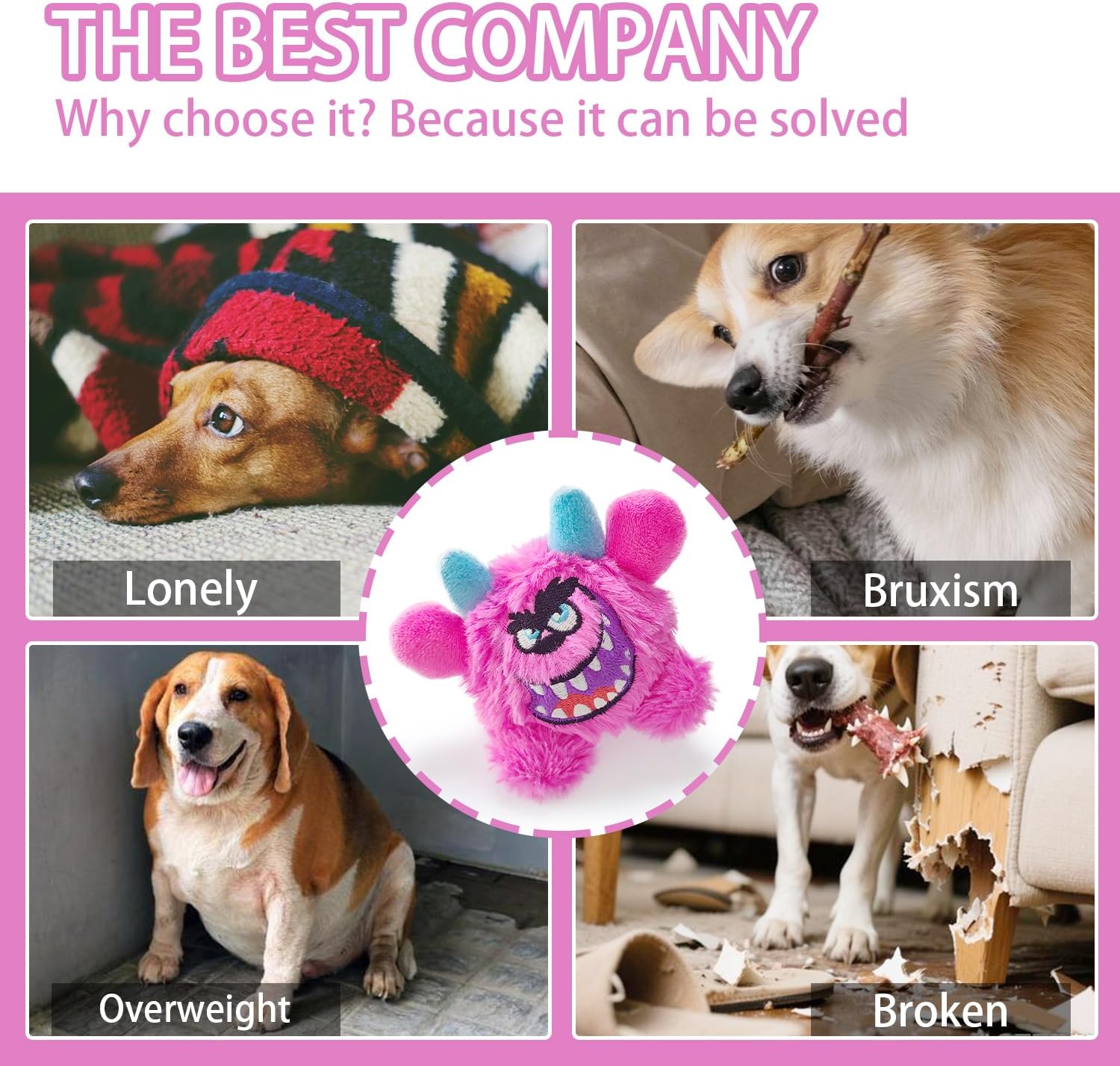 Squeaky Plush Dog Ball, Dental Care, Skin-Friendly and Soft and Relieve Stress, Little Monster Plush Ball Toy Suitable for All Breeds (Rose Red, Small) - Image 6