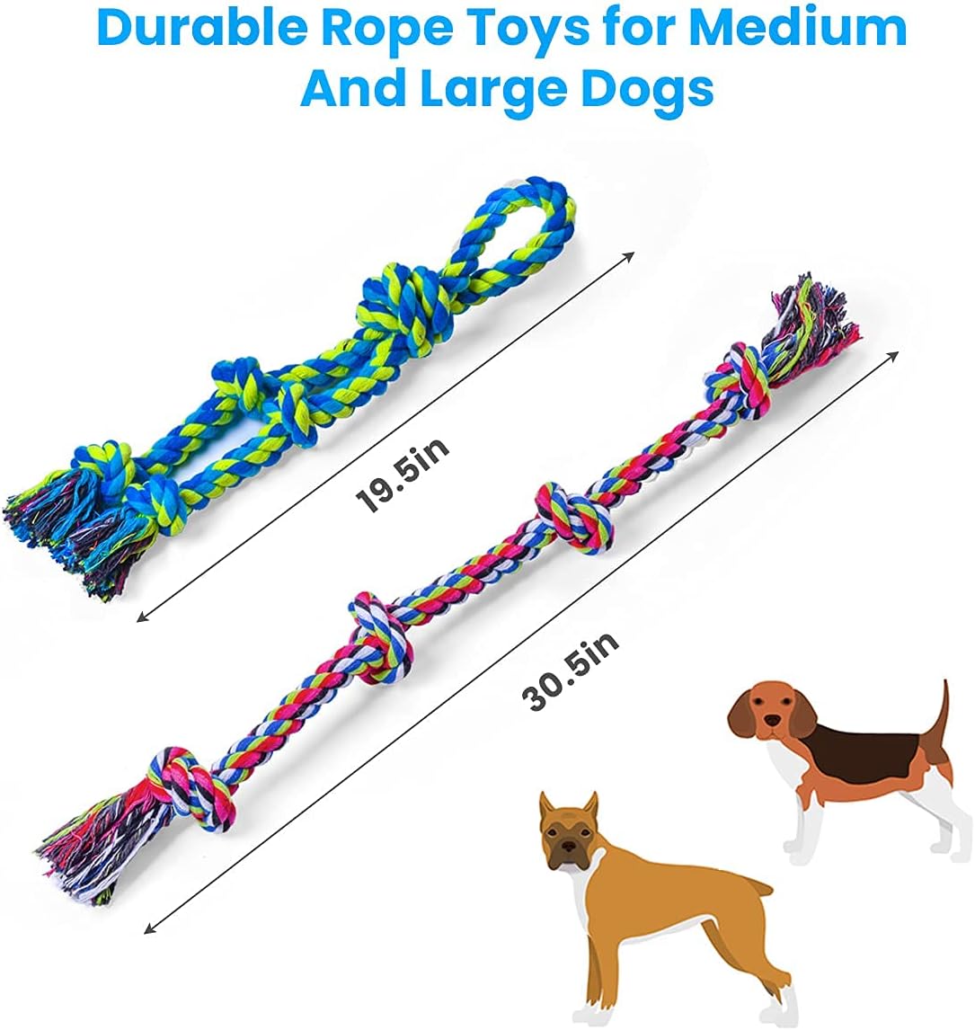 Feeko Heavy Duty Dog Rope Toys for Large Breed Aggressive Chewers, 2 Pack Indestructible Teeth Cleaning Tug of War Toy - Image 7