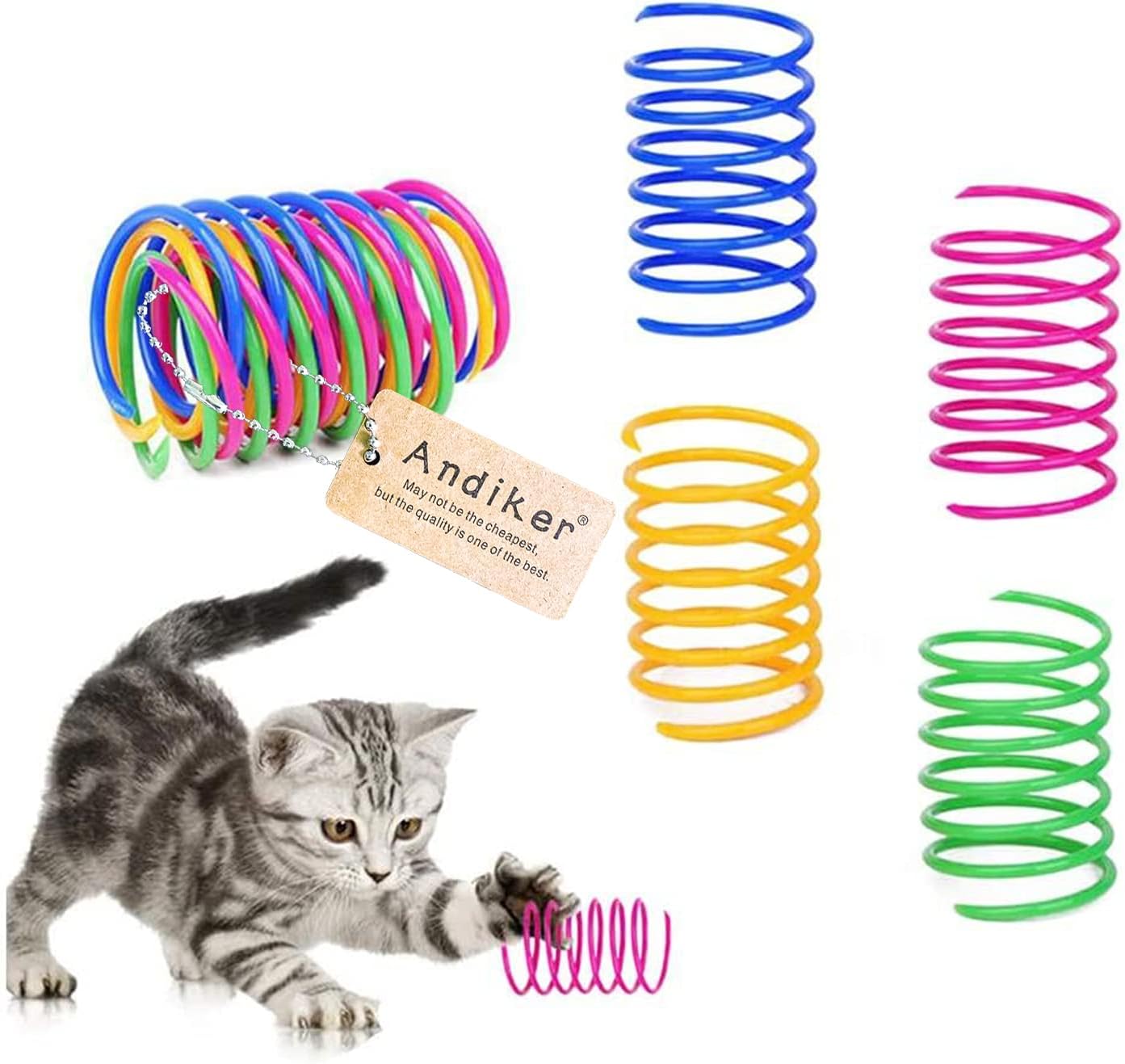 Andiker Interactive Cat Spiral Creative Spring Toy to Kill Time and Keep Fit, Sturdy and Heavy Plastic for Swatting, Biting, Hunting Kitten Toys, Colorful, 12 pcs - Image 2
