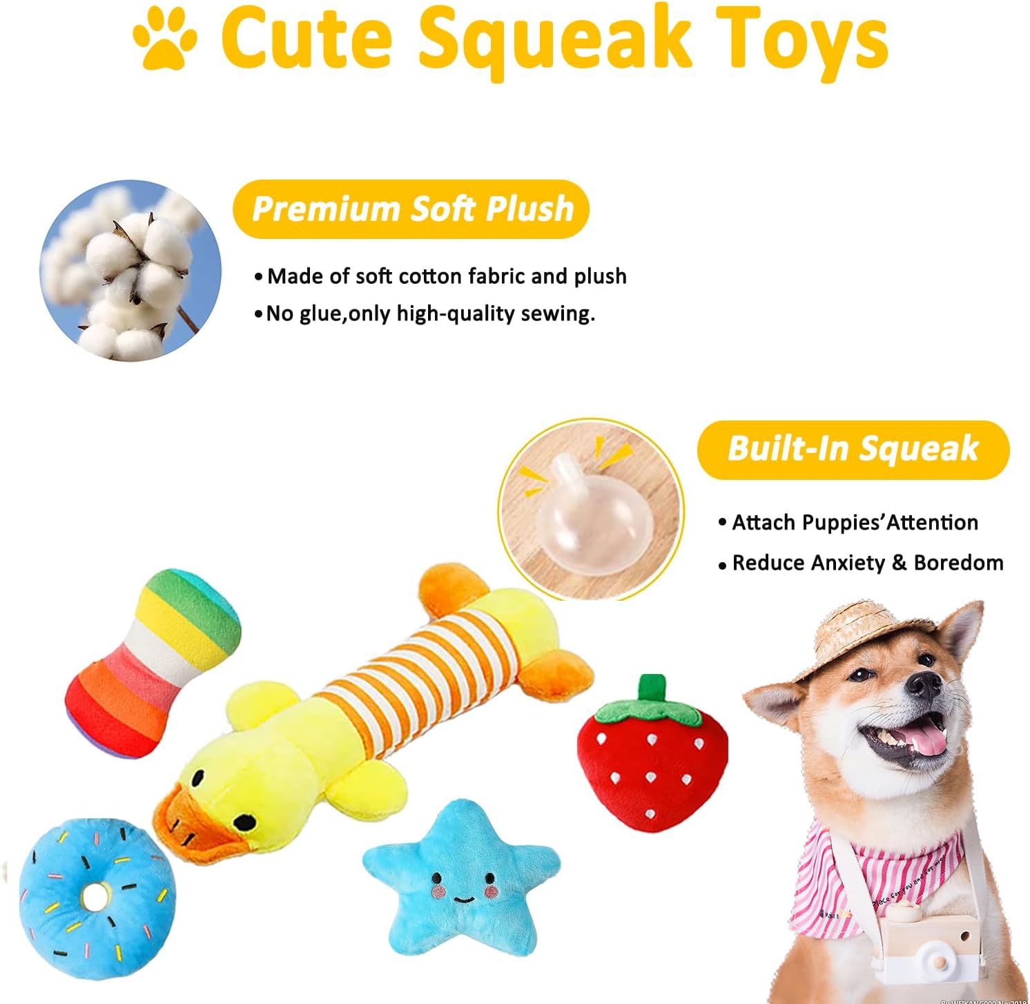 Dog Toys 25 Pack for Fun and Teeth Cleaning, Puppy Chew Toys Pack with Squeak Plush Toy,Squeaky Toy Balls,Tug of War and Rope Toys for Puppy to Small Dogs - Image 5