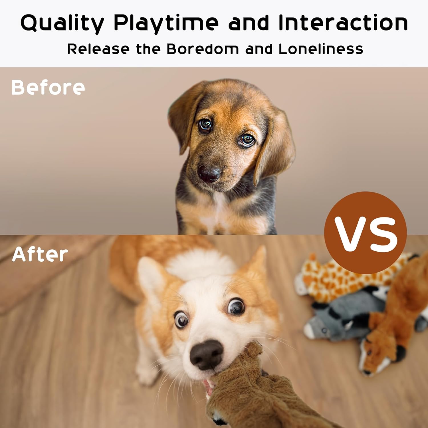 Nocciola Dog Squeaky Toys, 5 PCS Crinkle Plush Dog Toys, No Stuffing Dog Toys for Small Medium Large Dogs, Stuffless Puppy Toys for Boredom - Image 3