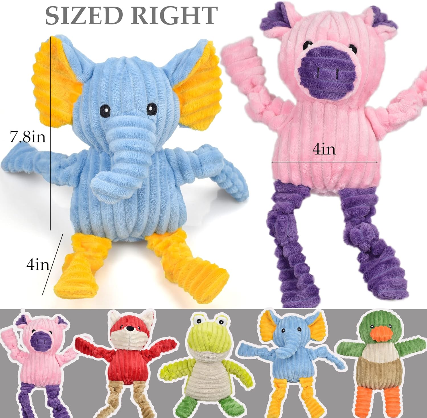 5 Pack Tough Dog Toys Stuffed Squeaky Dog Toys Assortment Plush Animal Dog Toy Value Bundle Puppy Pet Dog Toys for Small Medium Large Dogs - Image 3