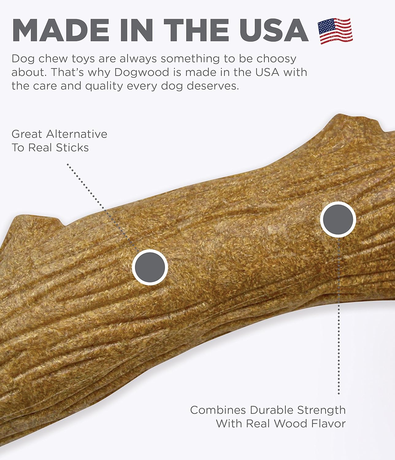 Petstages Dogwood Durable Dog Chew Toy, Large - Long Lasting Chew Stick Made with Real Wood - USA Made, L - Image 3