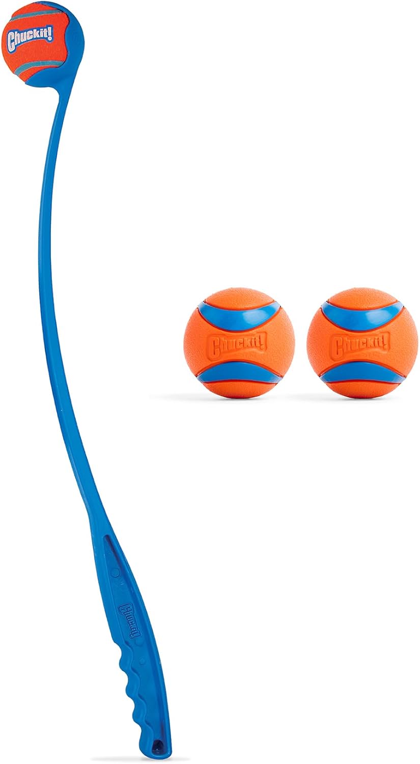 Chuckit! Ultra Ball & Launcher Bundle - Classic 26" with 2 Pack Medium (2.5") Bouncy Fetch Balls for Dogs 20-60 lbs, Dog Fetch Ball Thrower - Image 2