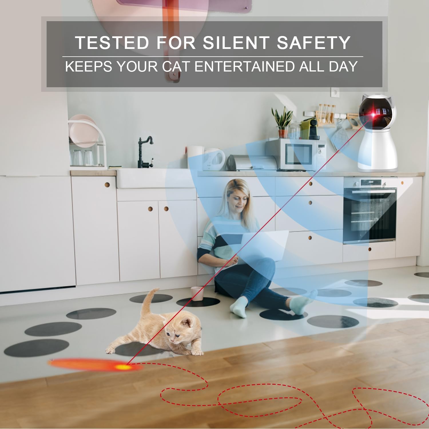 YVE LIFE Laser Cat Toys for Indoor Cats,The 4th Generation Real Random Trajectory Motion Activated Rechargeable Automatic Cat Laser Toy,Interactive Cat Toys for Bored Indoor Adult Cats/Kittens(White) - Image 7