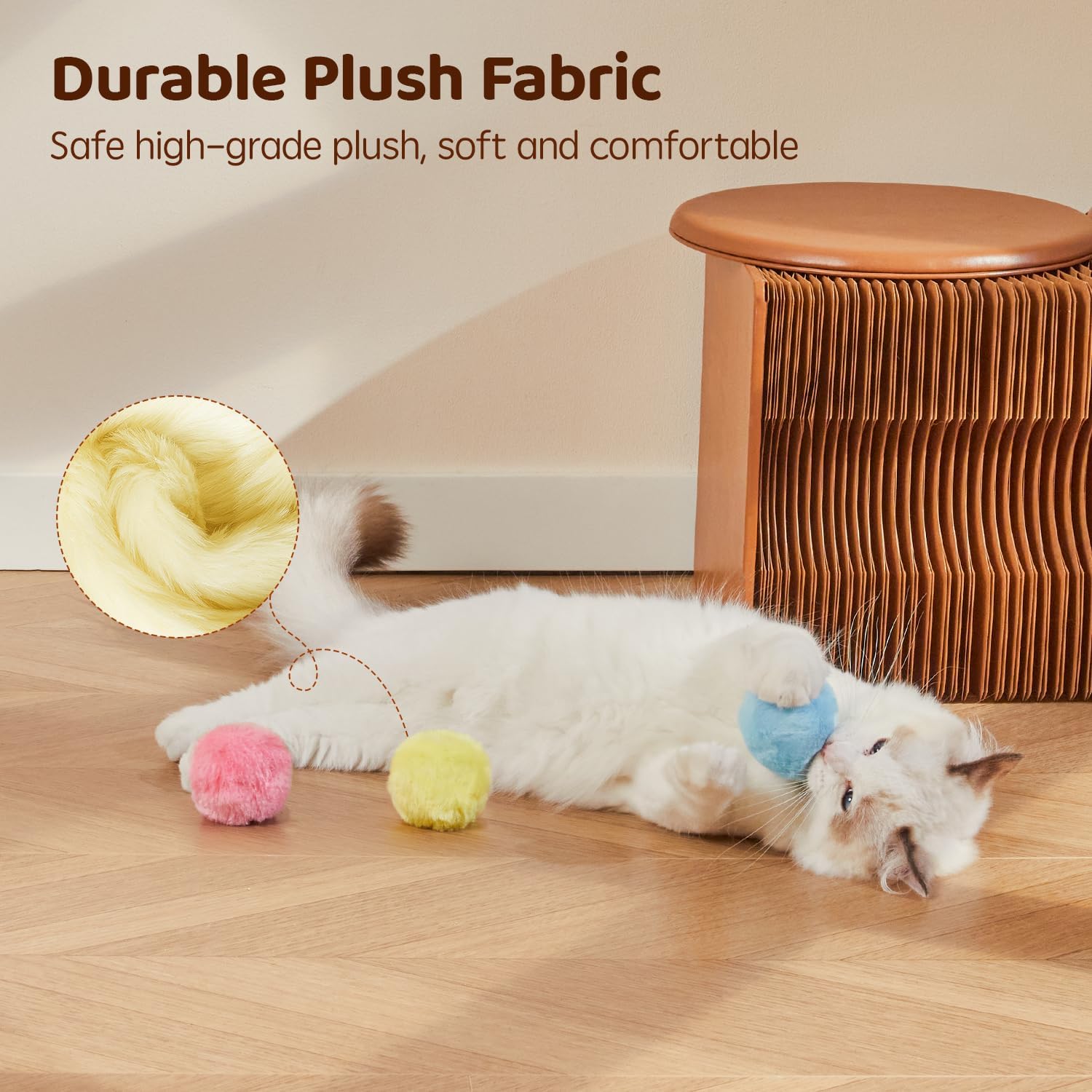 Potaroma Chirping Cat Toys Balls with SilverVine Catnip, Upgraded, 3 Pack Fluffy Interactive Cat Kicker, 3 Lifelike Animal Sounds, Kitty Kitten Catnip Exercise Toys - Image 7