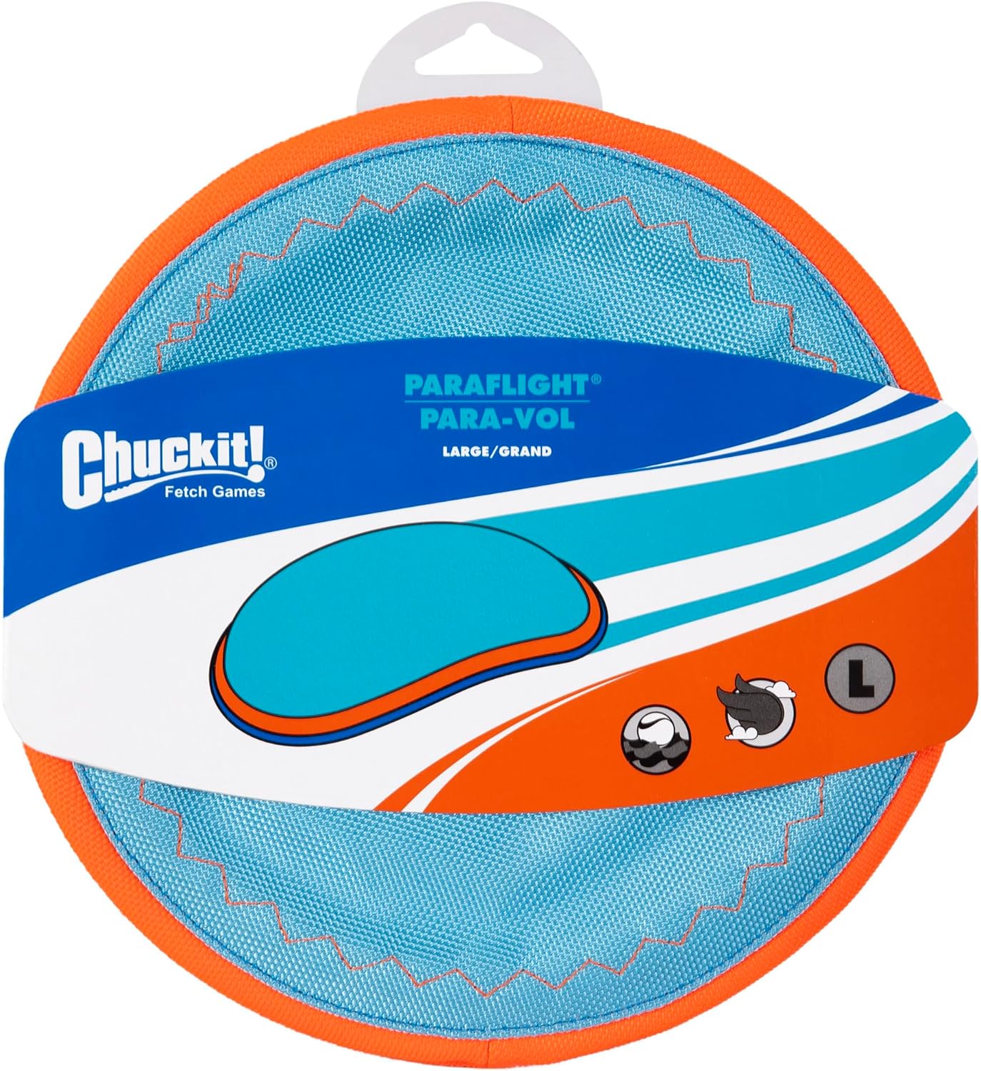Chuckit! Paraflight Flying Disc Dog Toy - Water Floating Flyer - Durable Nylon Construction with Soft Rubber Edges - For Medium and Large Dogs - Size Large - 9.75" L x 9.75" W - Pack of 1 - Image 8