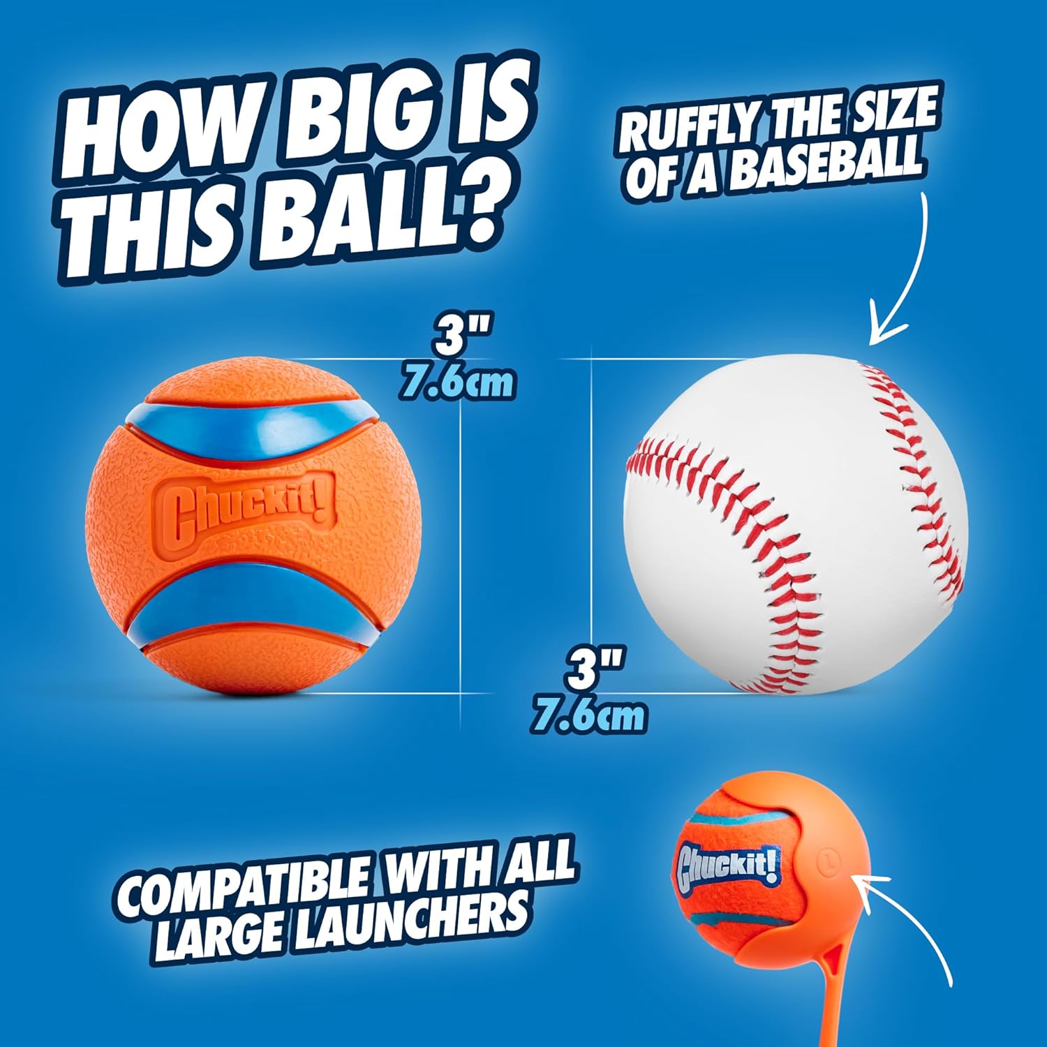 Chuckit! Ultra Ball Dog Toy - Size Large - For Dogs 60-100 lbs - Made from Durable Rubber - Super Bouncy - Floats in Water - 3-inch Diameter - Pack of 1 - Image 3