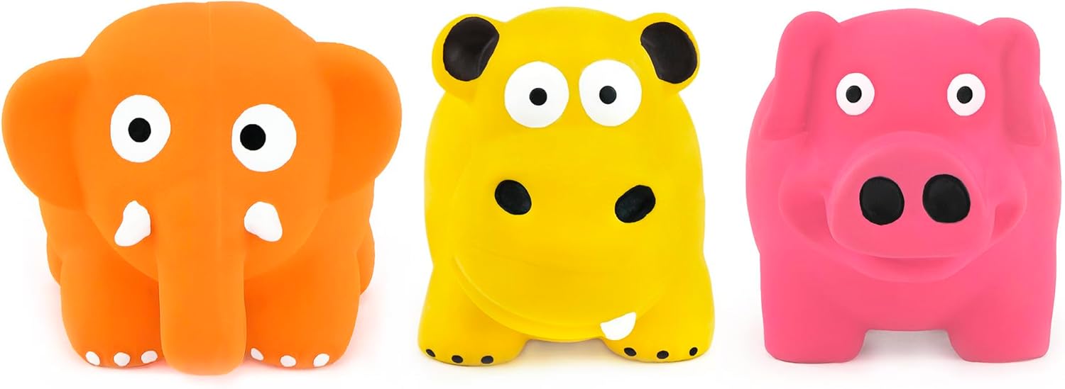 CHIWAVA 3 Pack 3.2'' Squeak Latex Puppy Toy Cute Standing Animal Sets Pet Interactive Play for Small Dogs Assorted Color - Image 3