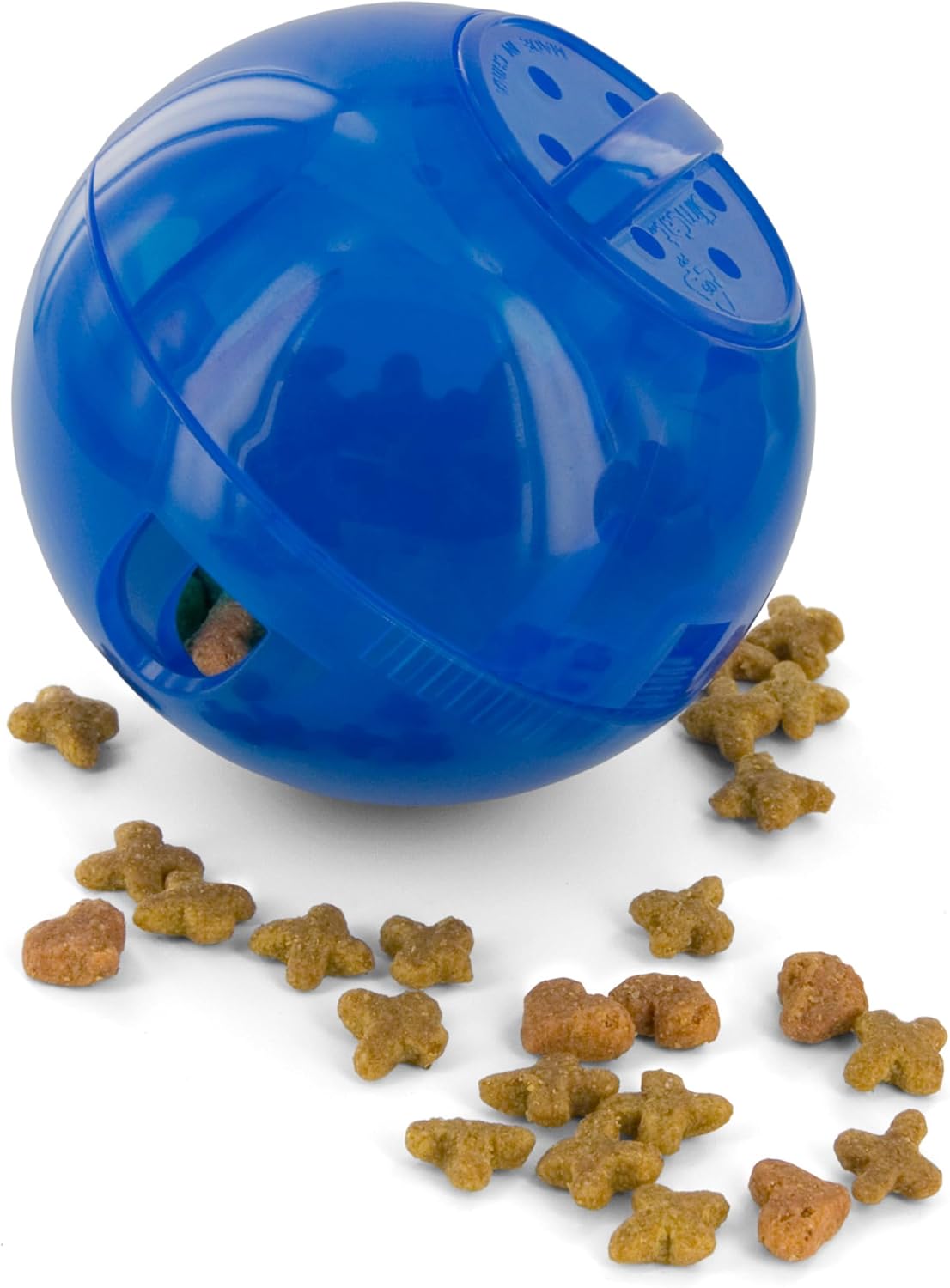 PetSafe Slimcat Slow Feeder Ball for Cats - Interactive Puzzle Game for Your Cat - Fill with Food and Treats - Great for Indoor Play for Kittens and Adult Cats, Portion Control and Fast Eaters (Blue) - Image 2