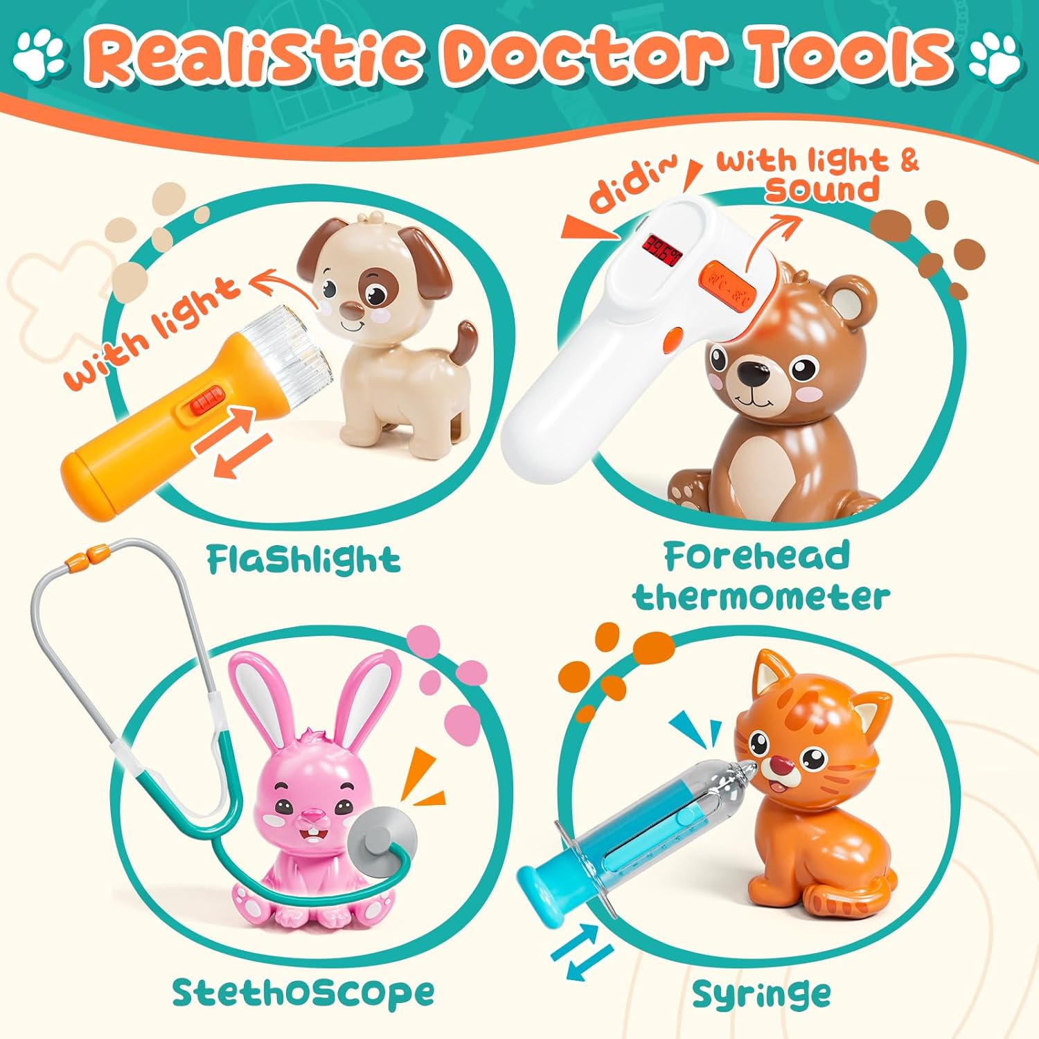 Lehoo Castle Veterinarian Playset for Kids Girls, Pretend Play Toys for Toddlers 1-3, Critter Clinic Toy with Keys, Doctor Kit for Toddlers 3-5 Pet Vet Toys, Gifts for 3 4 5 + Year Old Girl Boys - Image 7