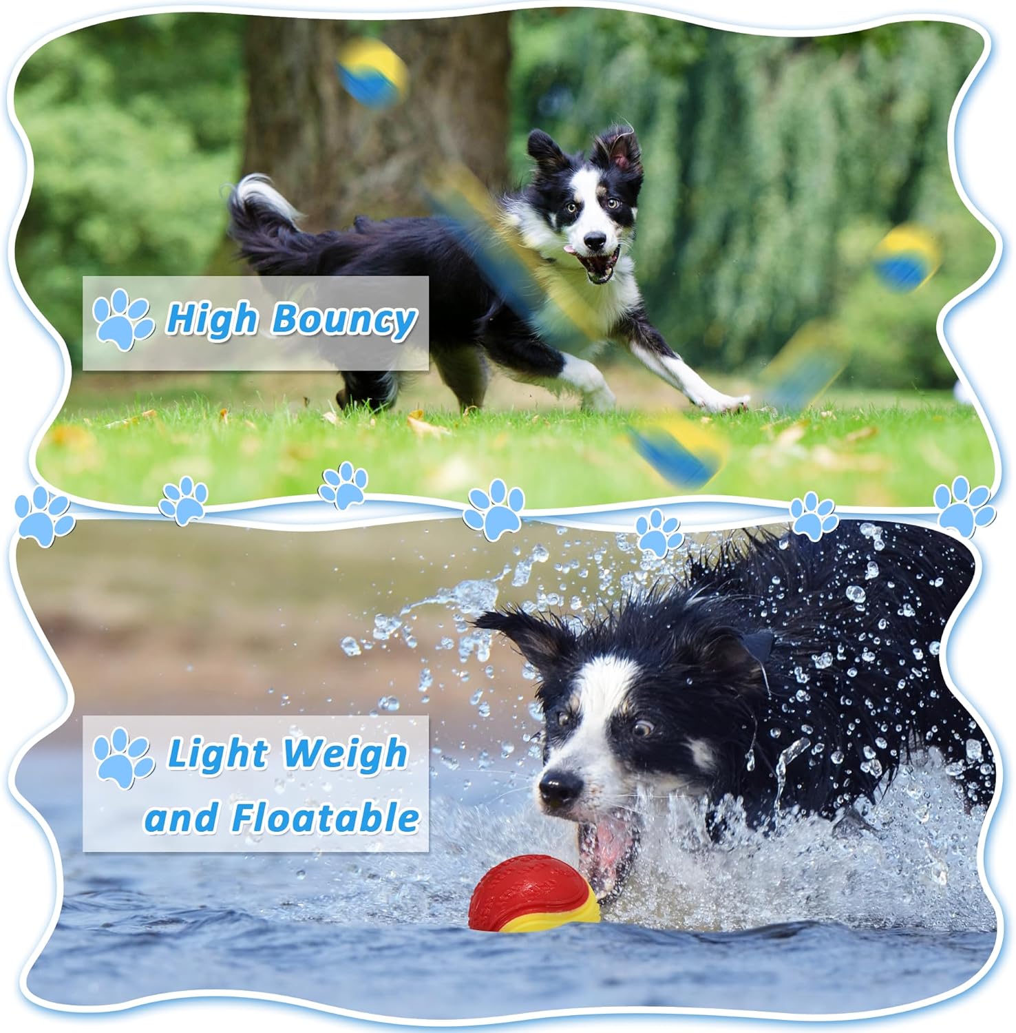 6Pcs Squeaky Dog Balls, Dog Toys Balls for Training, Tough Ball Toys for Dogs, Fit with Dog Ball Launcher, High Bouncy Dog Ball for Interactive Playing, Puppy Pet Chew Balls Teething Balls 2.5in - Image 3