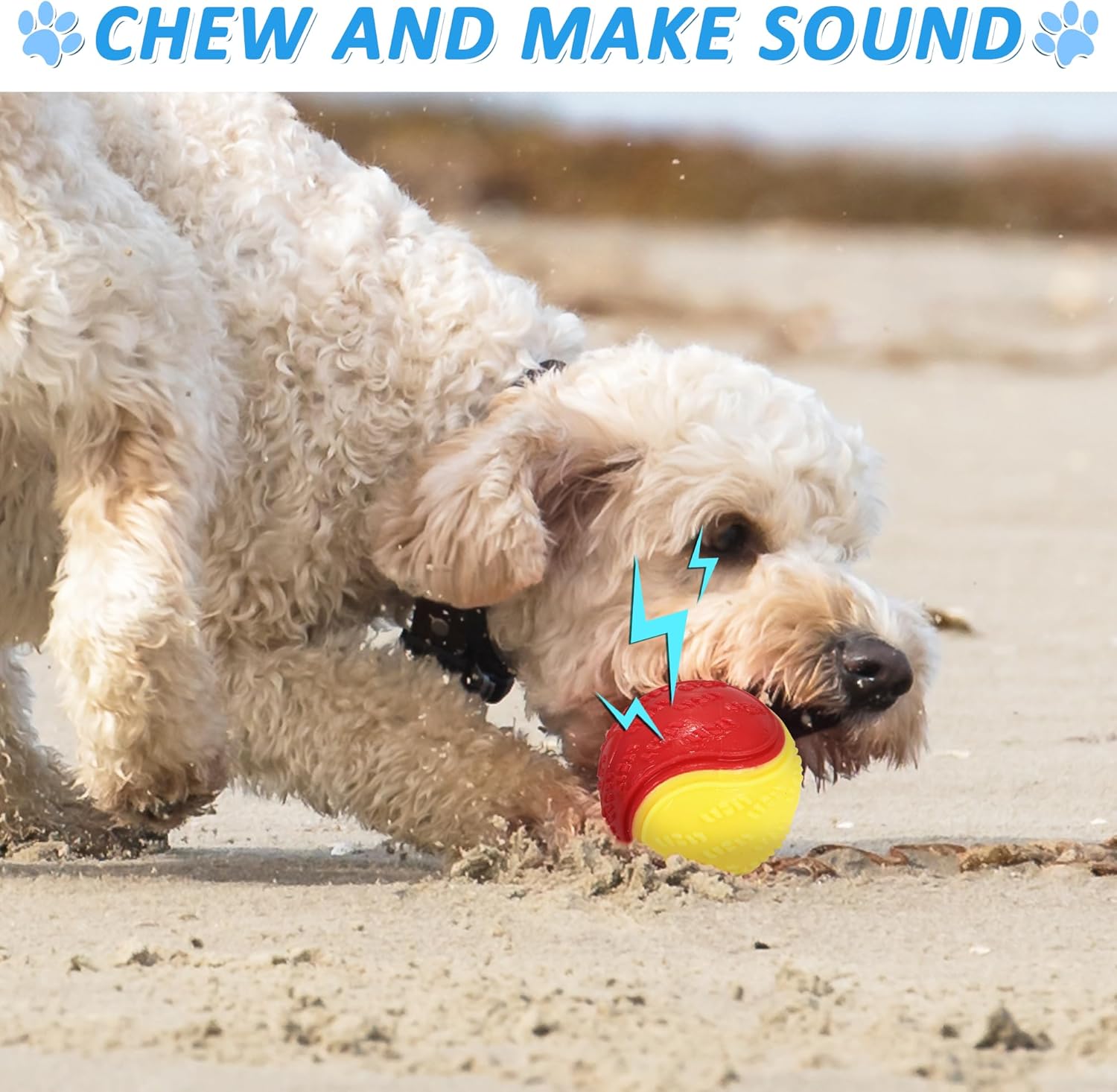 6Pcs Squeaky Dog Balls, Dog Toys Balls for Training, Tough Ball Toys for Dogs, Fit with Dog Ball Launcher, High Bouncy Dog Ball for Interactive Playing, Puppy Pet Chew Balls Teething Balls 2.5in - Image 4