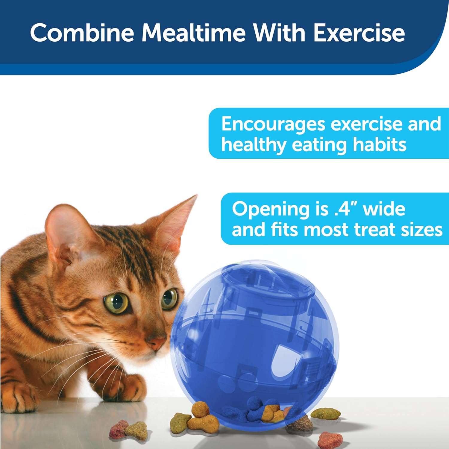PetSafe Slimcat Slow Feeder Ball for Cats - Interactive Puzzle Game for Your Cat - Fill with Food and Treats - Great for Indoor Play for Kittens and Adult Cats, Portion Control and Fast Eaters (Blue) - Image 5
