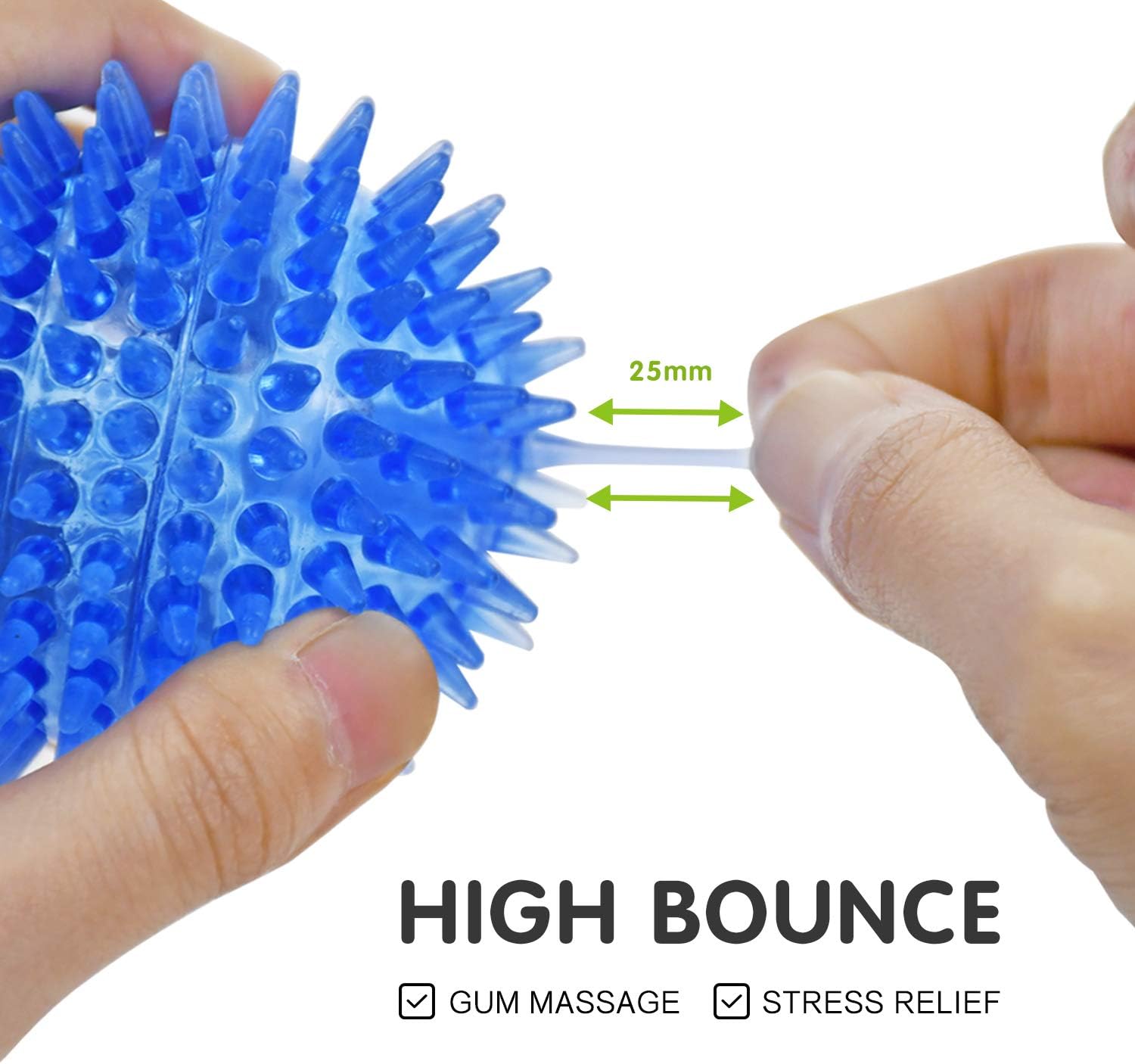 SHARLOVY Squeaky Balls for Pet Small Puppy, 6 Pack TPR Fetch Spike Balls for Dogs, Rubber 6 Pack Bright Colors Chew Teething Dog Toys, for Clean Teeth and Training, for Puppy Chew and Teething - Image 6