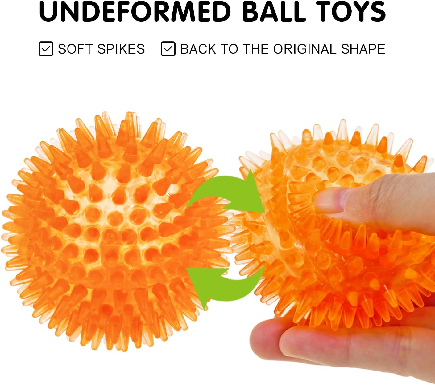 SHARLOVY Squeaky Balls for Pet Small Puppy, 6 Pack TPR Fetch Spike Balls for Dogs, Rubber 6 Pack Bright Colors Chew Teething Dog Toys, for Clean Teeth and Training, for Puppy Chew and Teething - Image 5